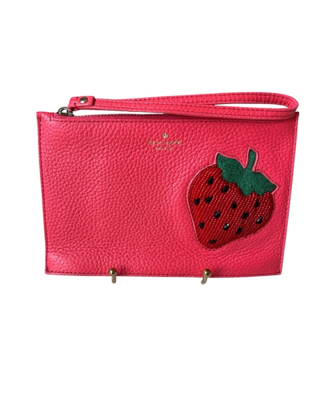 Kate Spade On Purpose Strawberry Mini Leather Wristlet in Like New Condition